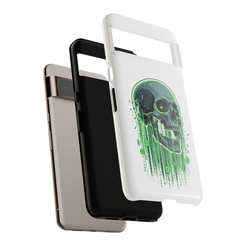 Skull Matrix Phone Case — Neon Green Cyberpunk Protective Case