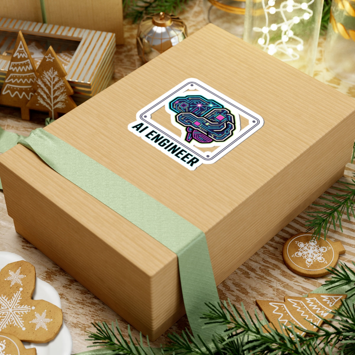 AI Engineer Circuit Brain Sticker | Kiss-Cut Sticker