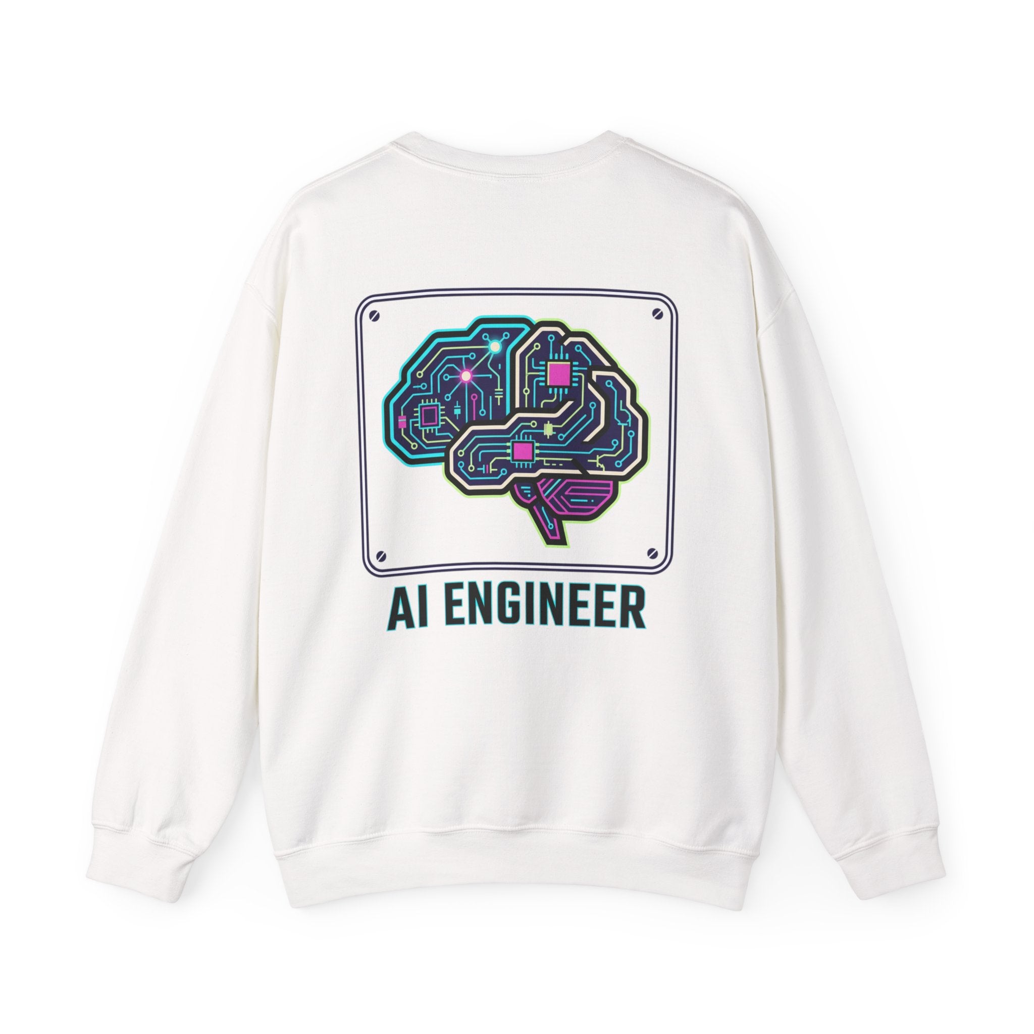 AI Engineer Sweatshirt | Circuit Brain Tech Design, Back Print