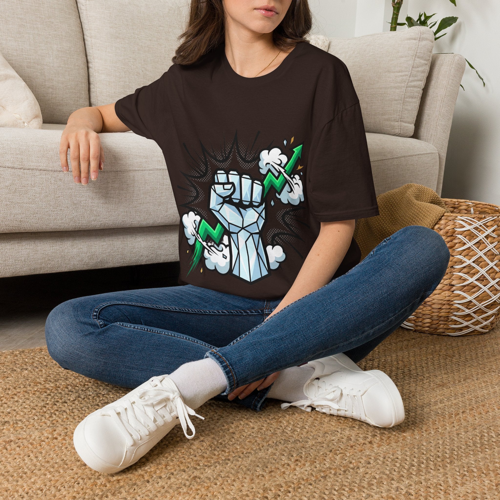 Graphic T‑Shirt — Power Fist with Lightning Bolt (Bold Pop Art)