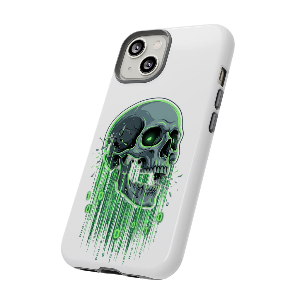 Skull Matrix Phone Case — Neon Green Cyberpunk Protective Case