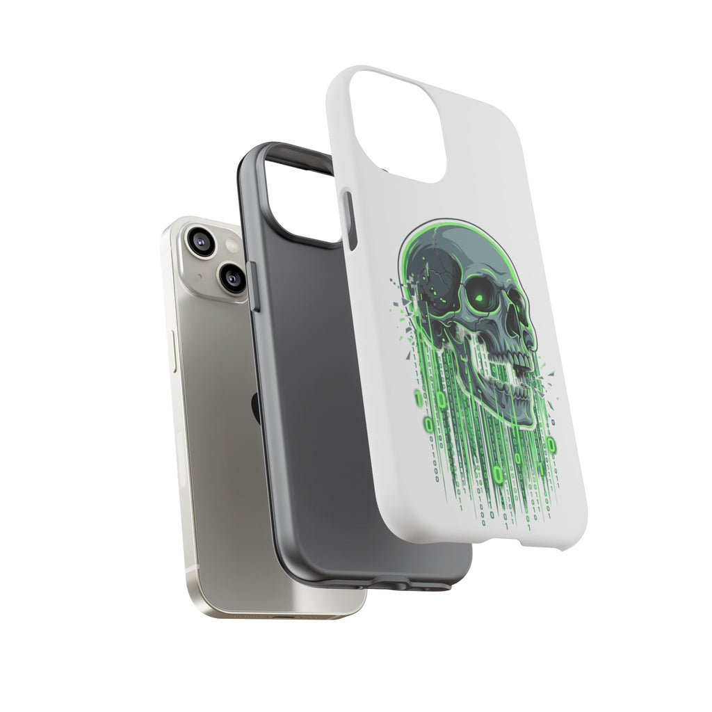 Skull Matrix Phone Case — Neon Green Cyberpunk Protective Case