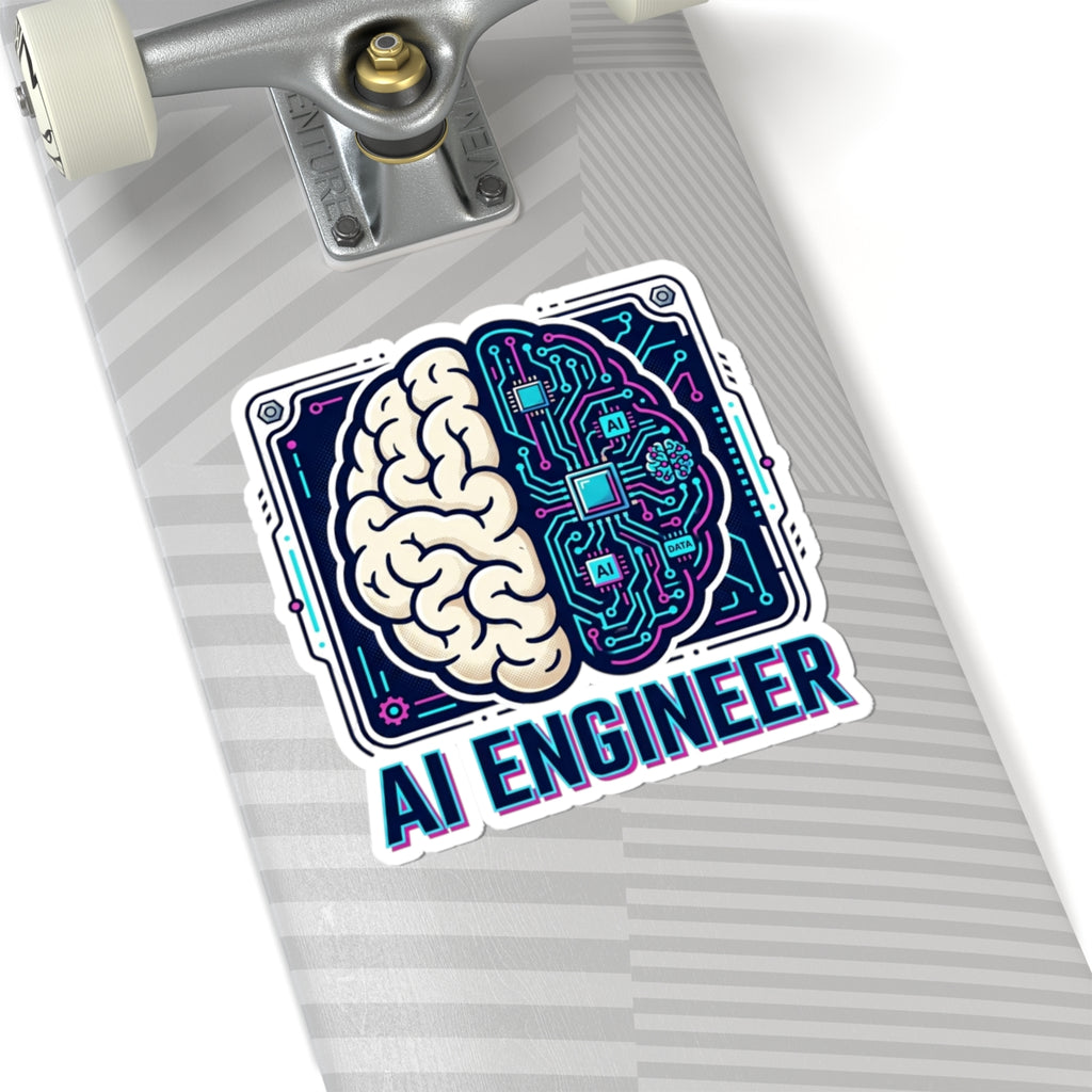 AI Engineer brain circuit Sticker | Kiss-Cut tech decal, laptop sticker