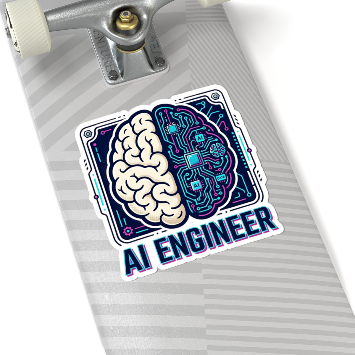 AI Engineer brain circuit Sticker | Kiss-Cut tech decal, laptop sticker