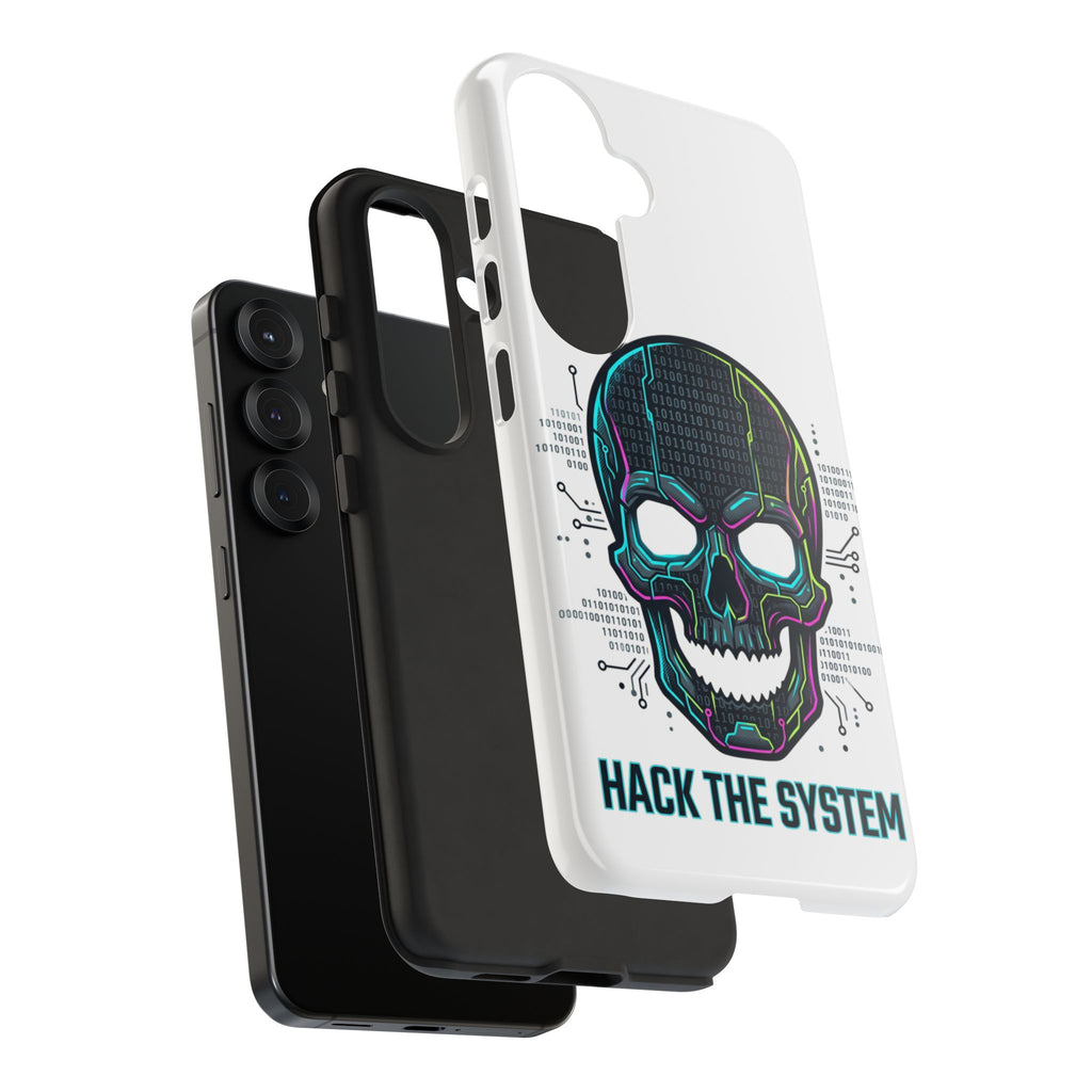 HACK THE SYSTEM Tough Cases — Protective Phone Case with Bold Slogan