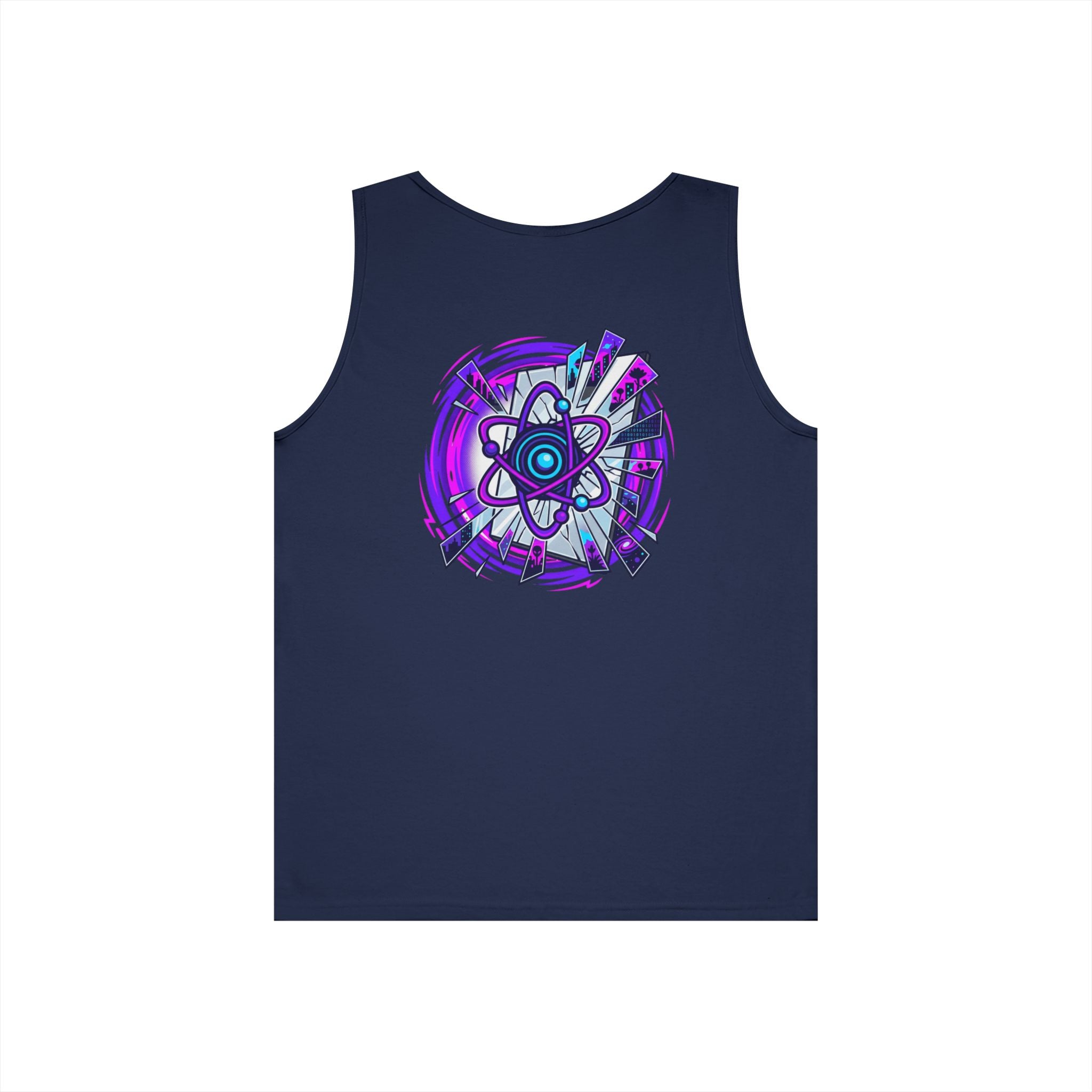 Science Atom Tank Top — Purple Neon Atomic Graphic Sleeveless Tee