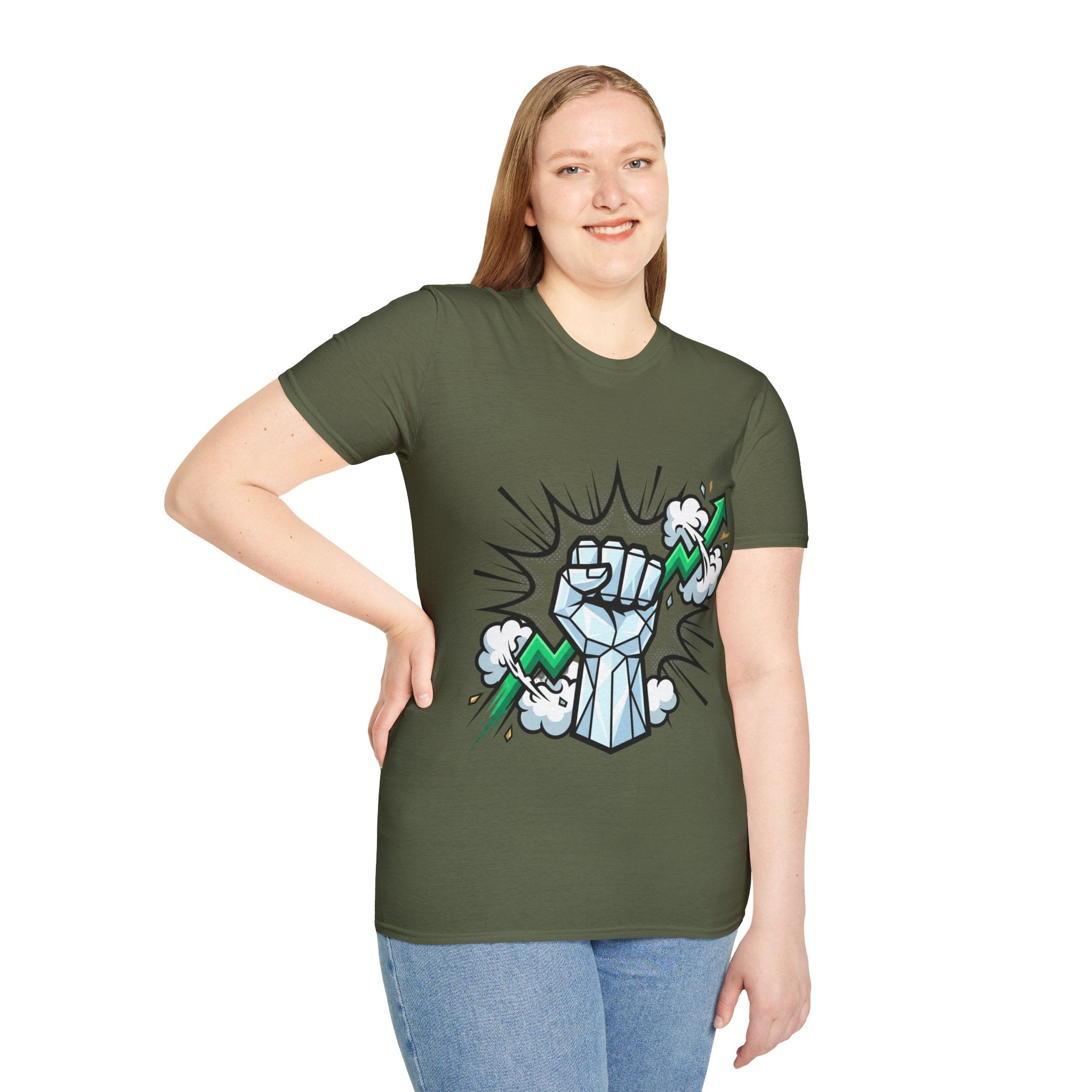 Graphic T‑Shirt — Power Fist with Lightning Bolt (Bold Pop Art)