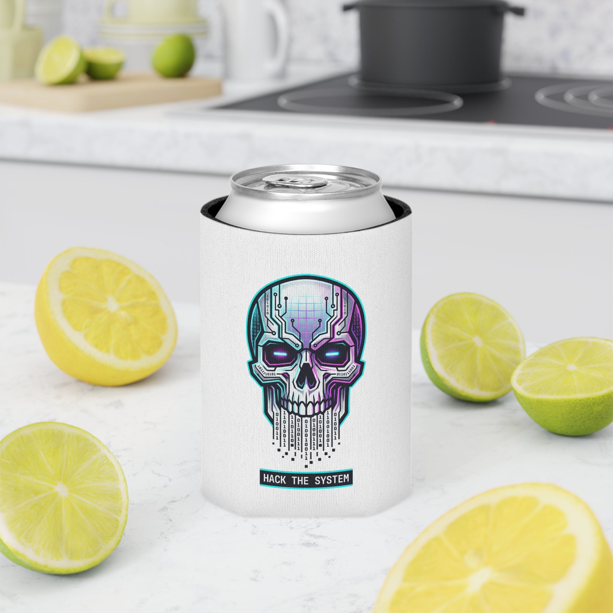 Cyber Skull Can Cooler — Quantum Circuit Beverage Koozie