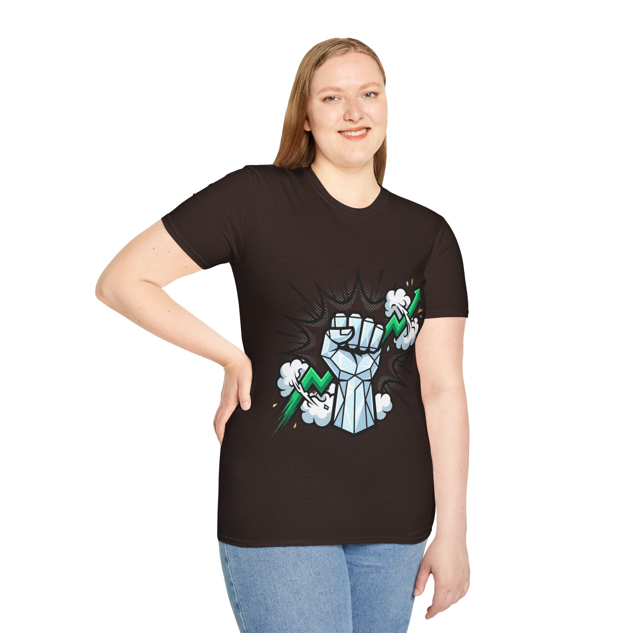 Graphic T‑Shirt — Power Fist with Lightning Bolt (Bold Pop Art)