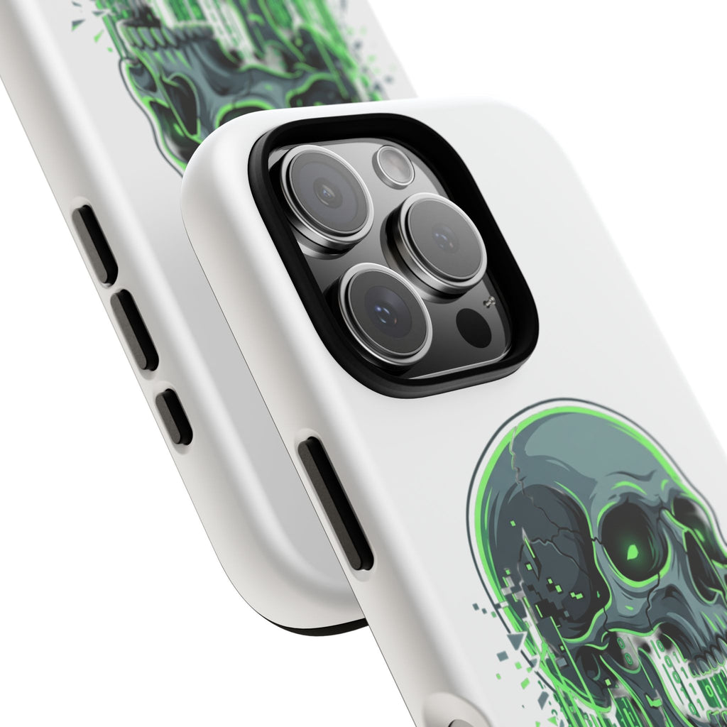 Skull Matrix Phone Case — Neon Green Cyberpunk Protective Case