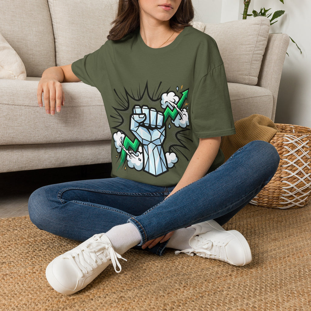 Graphic T‑Shirt — Power Fist with Lightning Bolt (Bold Pop Art)