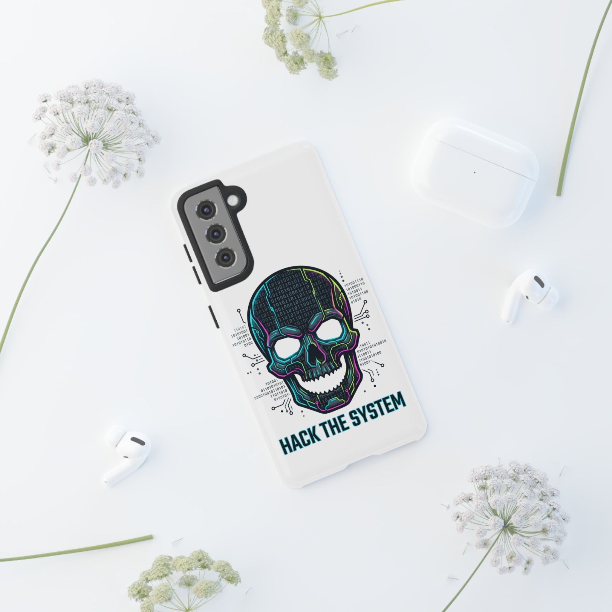 HACK THE SYSTEM Tough Cases — Protective Phone Case with Bold Slogan