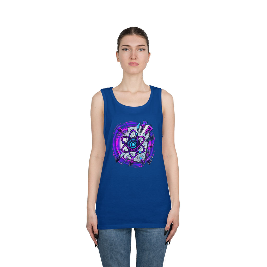 Atomic Vibe Tank Top — Neon Purple Science Atom Graphic