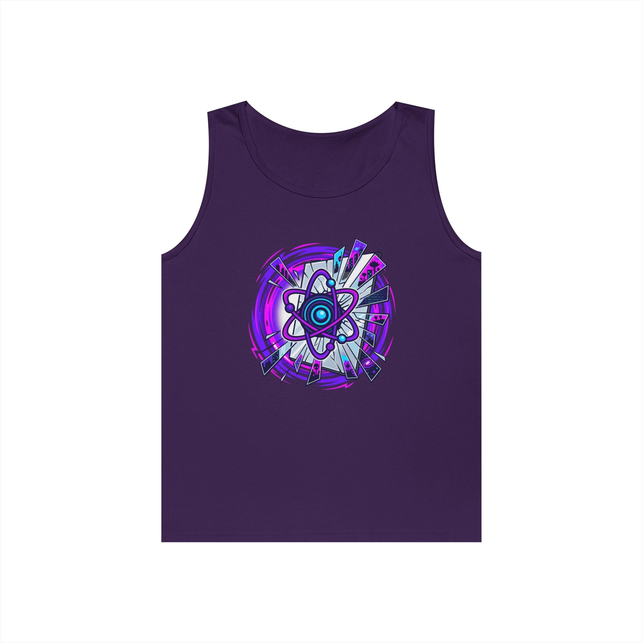 Atomic Vibe Tank Top — Neon Purple Science Atom Graphic
