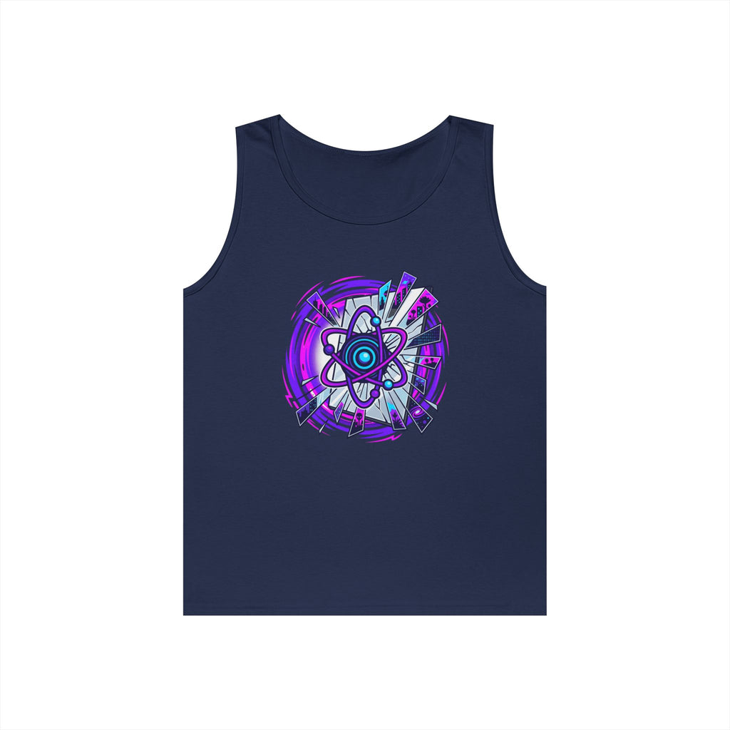 Atomic Vibe Tank Top — Neon Purple Science Atom Graphic