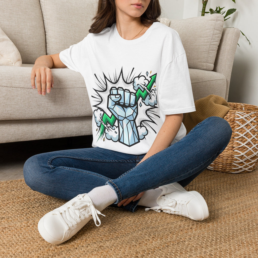 Graphic T‑Shirt — Power Fist with Lightning Bolt (Bold Pop Art)