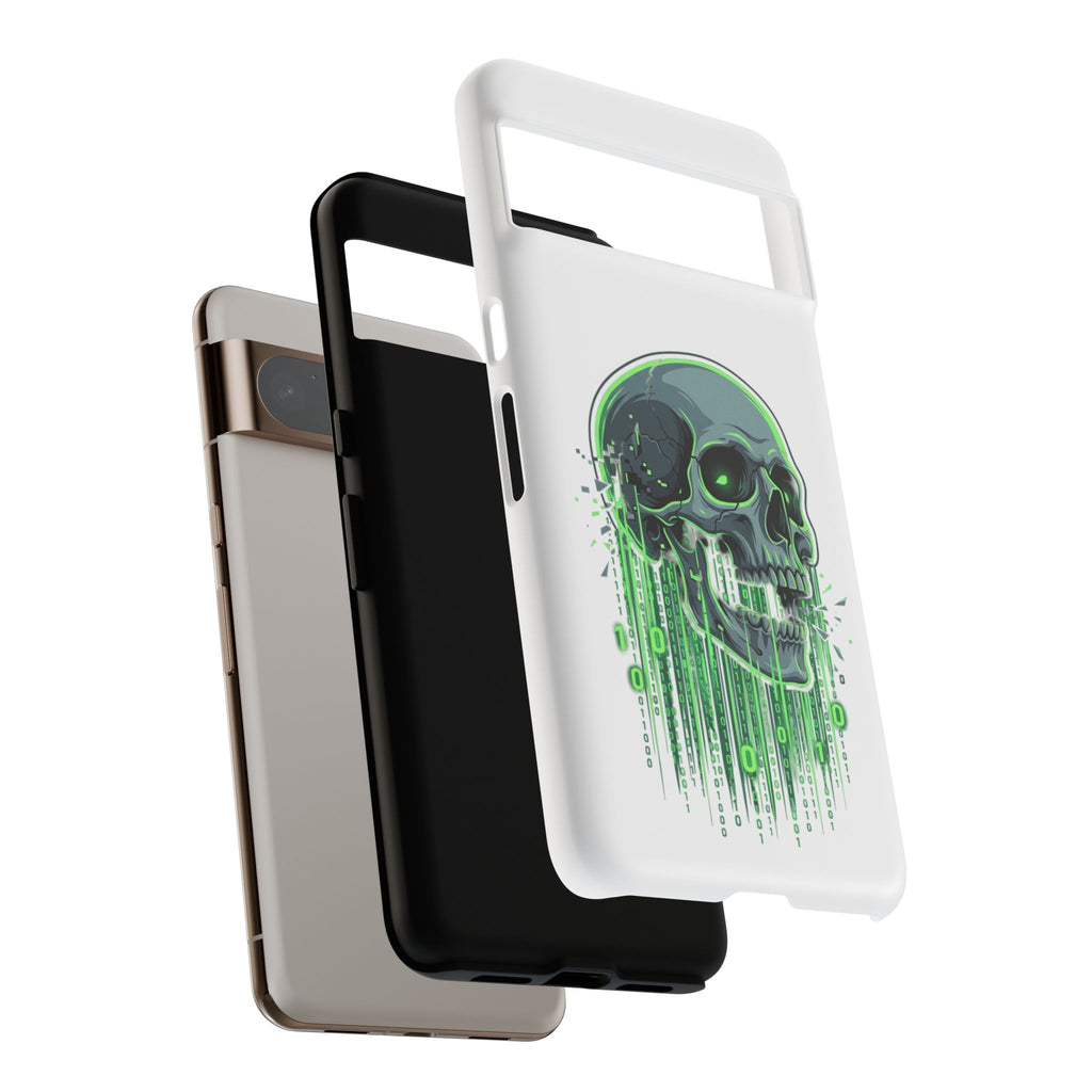Skull Matrix Phone Case — Neon Green Cyberpunk Protective Case