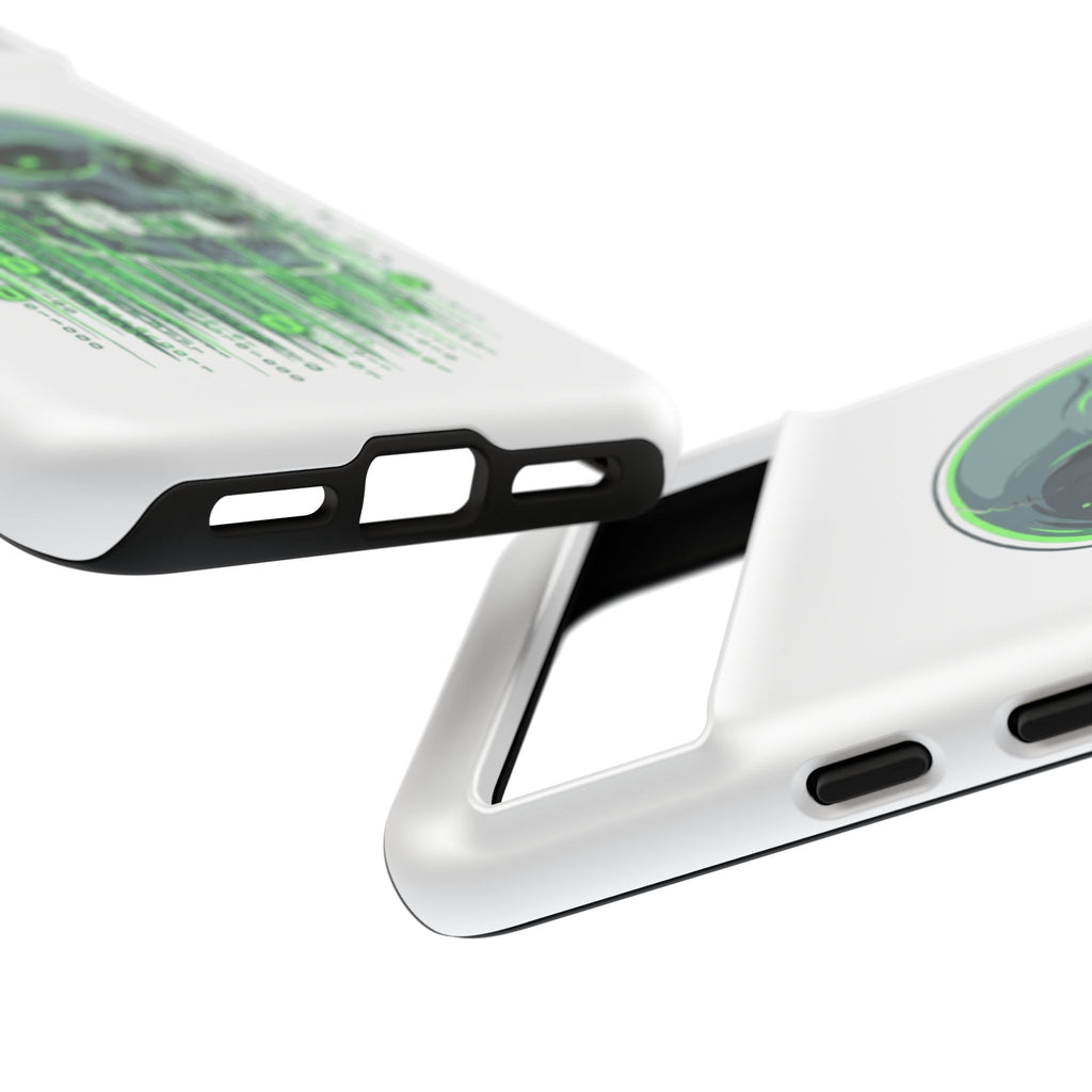Skull Matrix Phone Case — Neon Green Cyberpunk Protective Case