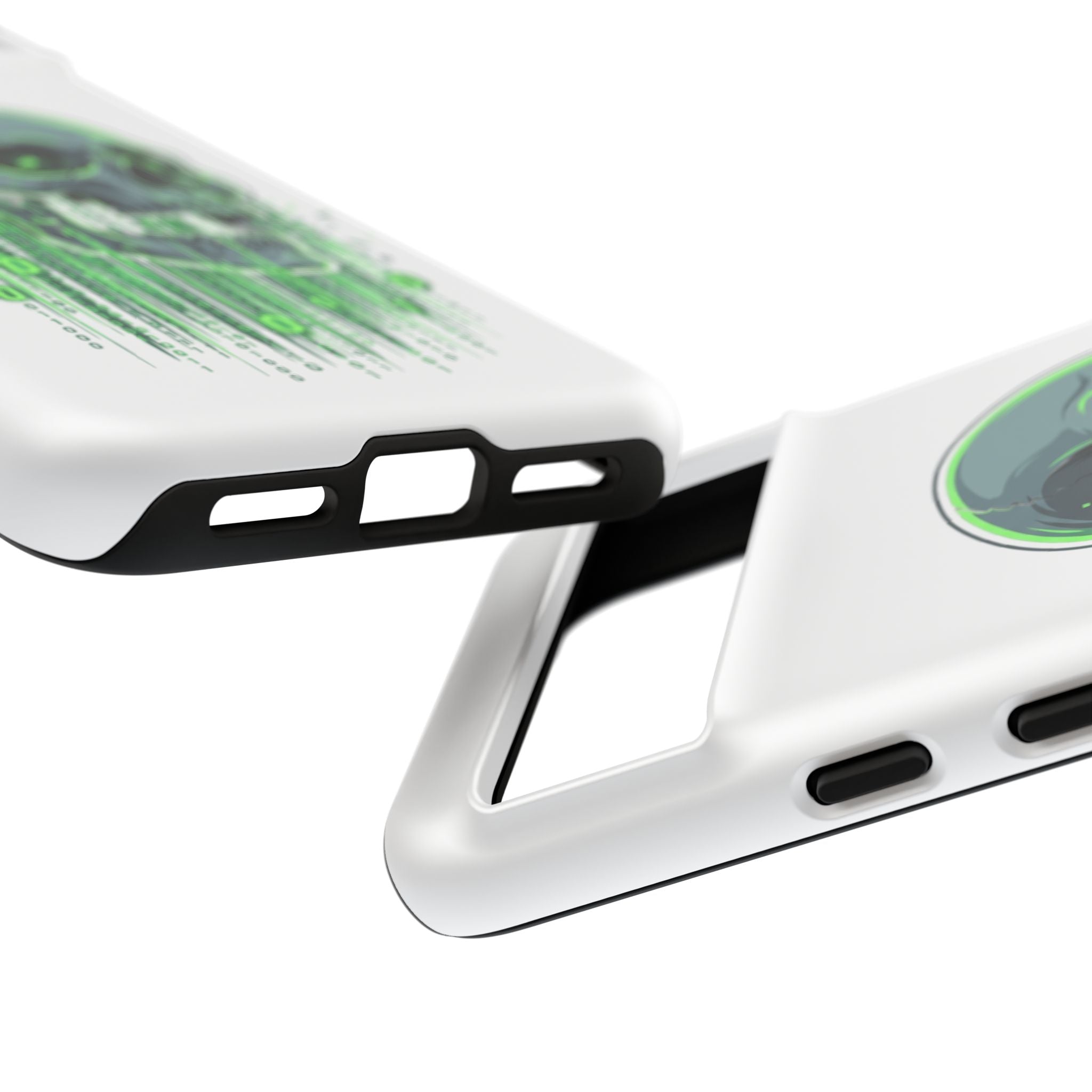 Skull Matrix Phone Case — Neon Green Cyberpunk Protective Case