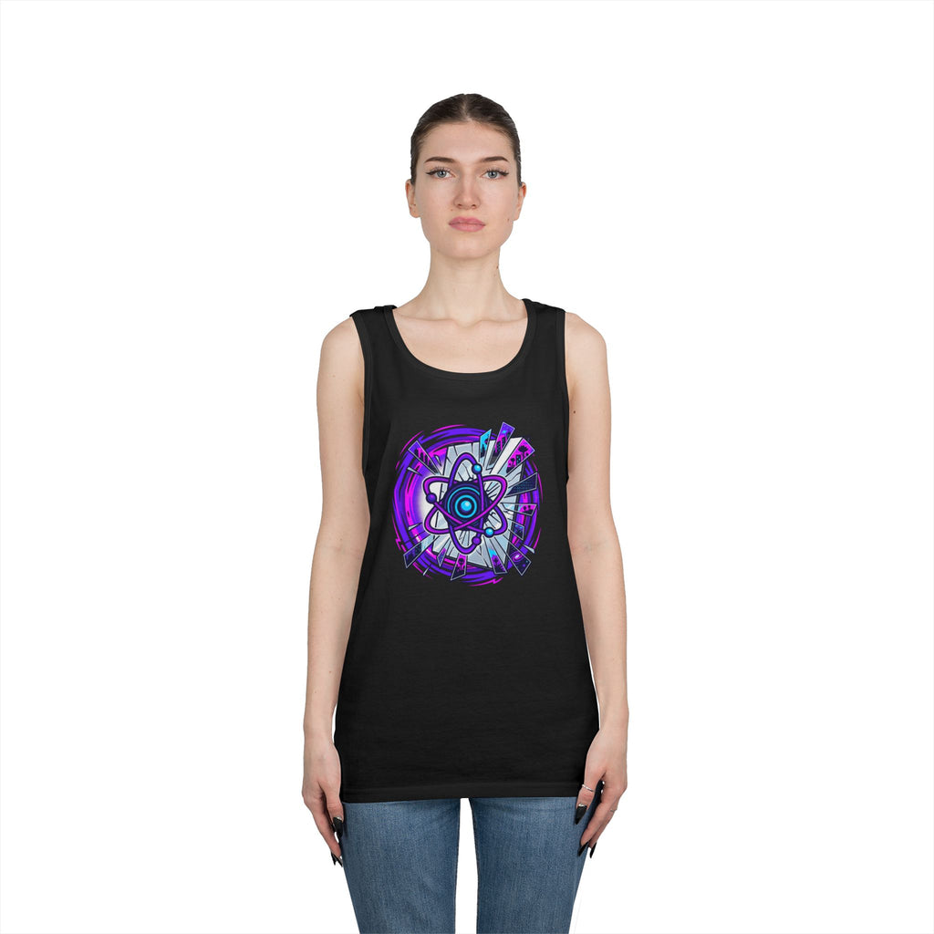 Atomic Vibe Tank Top — Neon Purple Science Atom Graphic
