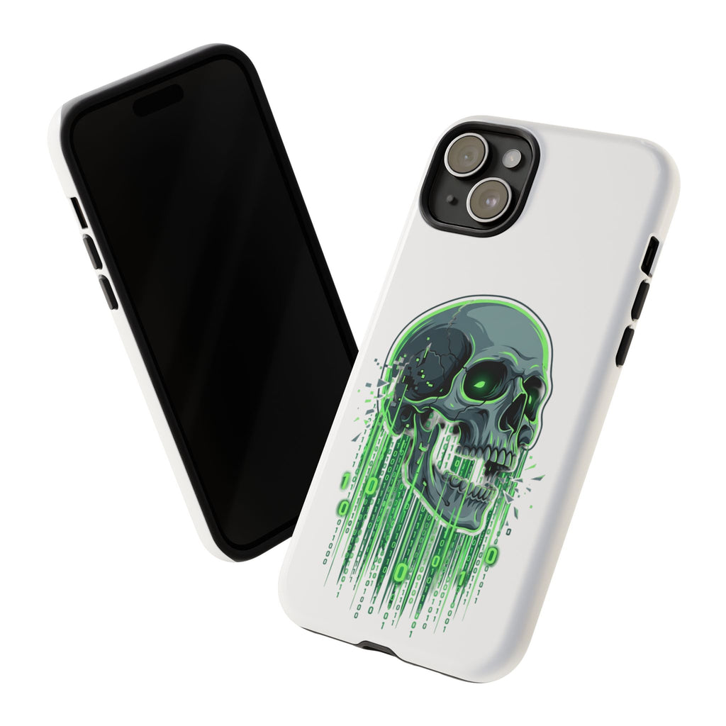 Skull Matrix Phone Case — Neon Green Cyberpunk Protective Case