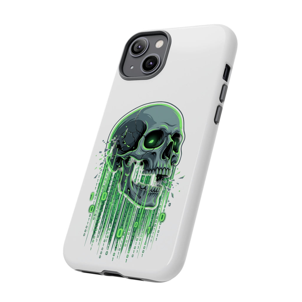 Skull Matrix Phone Case — Neon Green Cyberpunk Protective Case