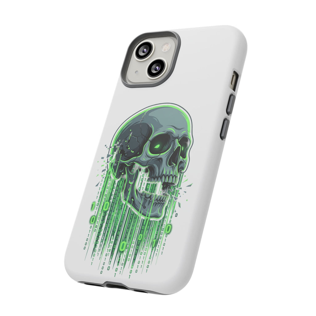 Skull Matrix Phone Case — Neon Green Cyberpunk Protective Case