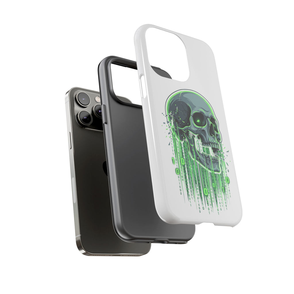 Skull Matrix Phone Case — Neon Green Cyberpunk Protective Case