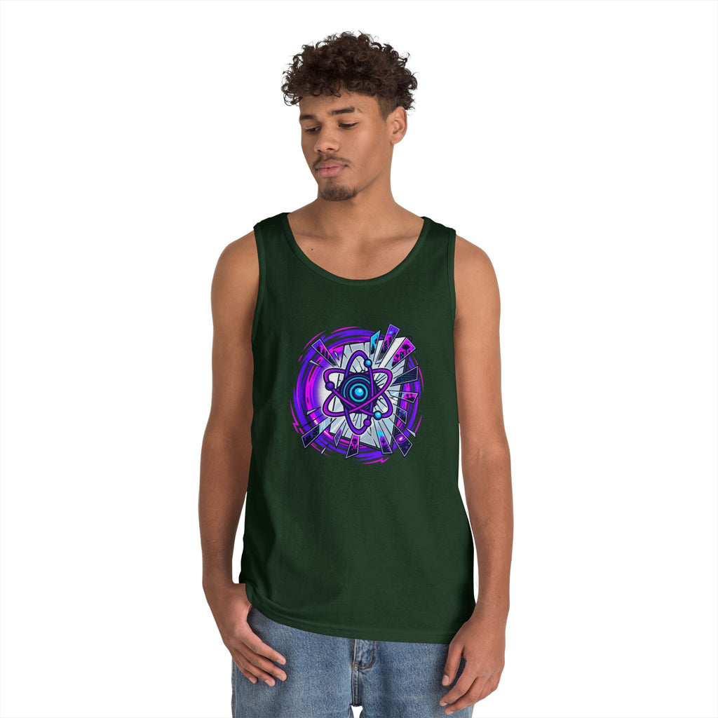 Atomic Vibe Tank Top — Neon Purple Science Atom Graphic