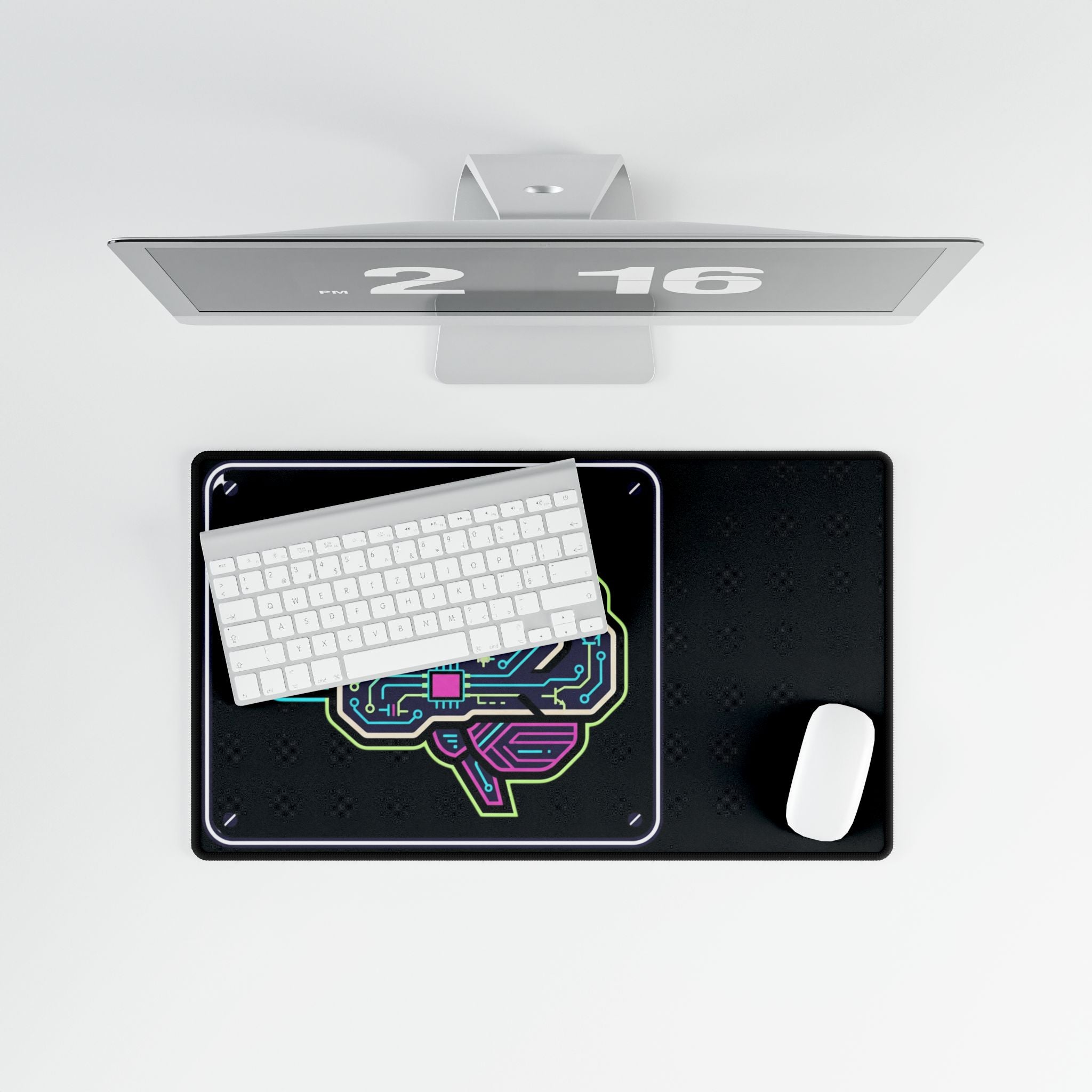 Neon Circuit Brain Desk Mat | Gaming Mousepad, Tech Circuitry