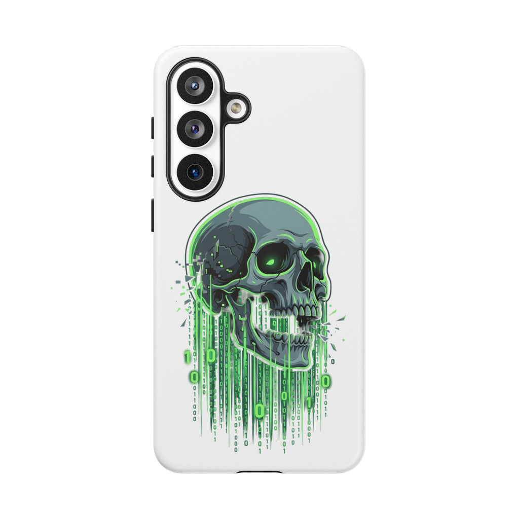 Skull Matrix Phone Case — Neon Green Cyberpunk Protective Case