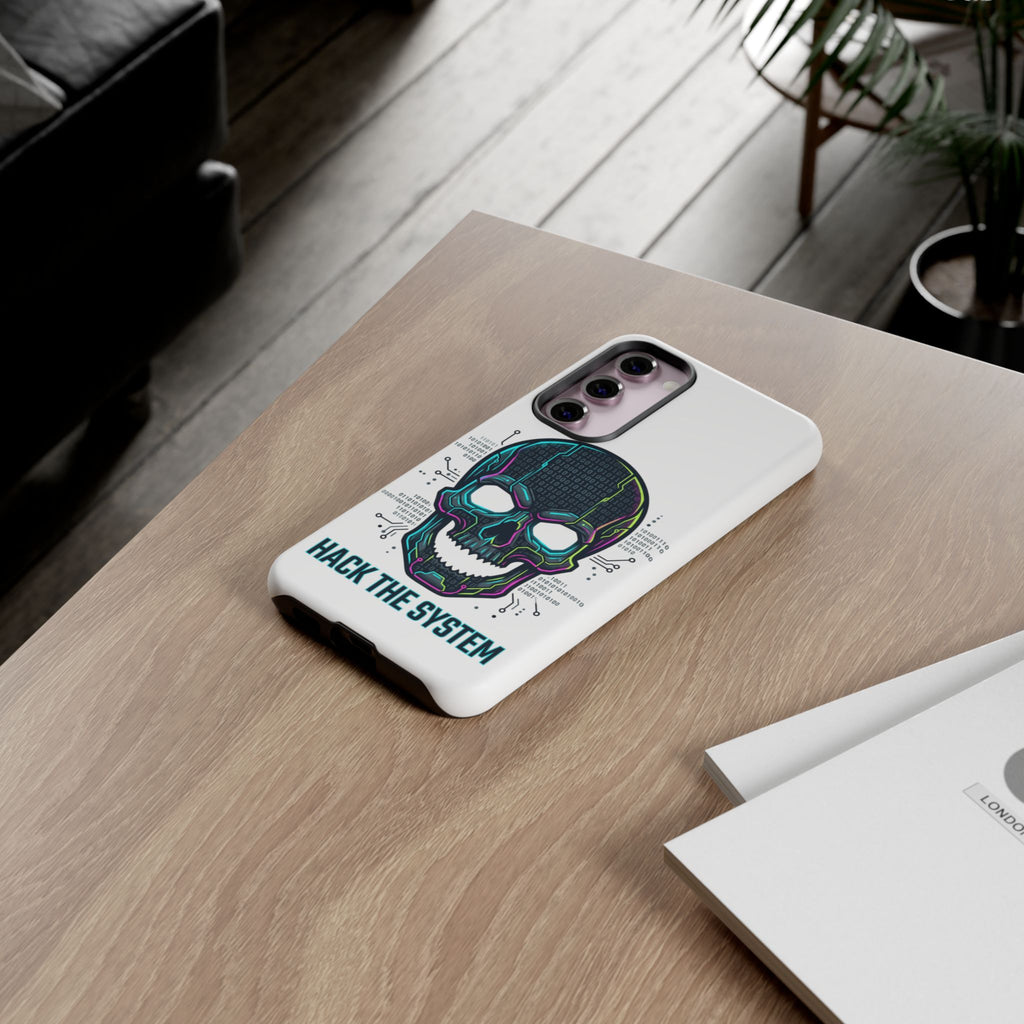 HACK THE SYSTEM Tough Cases — Protective Phone Case with Bold Slogan