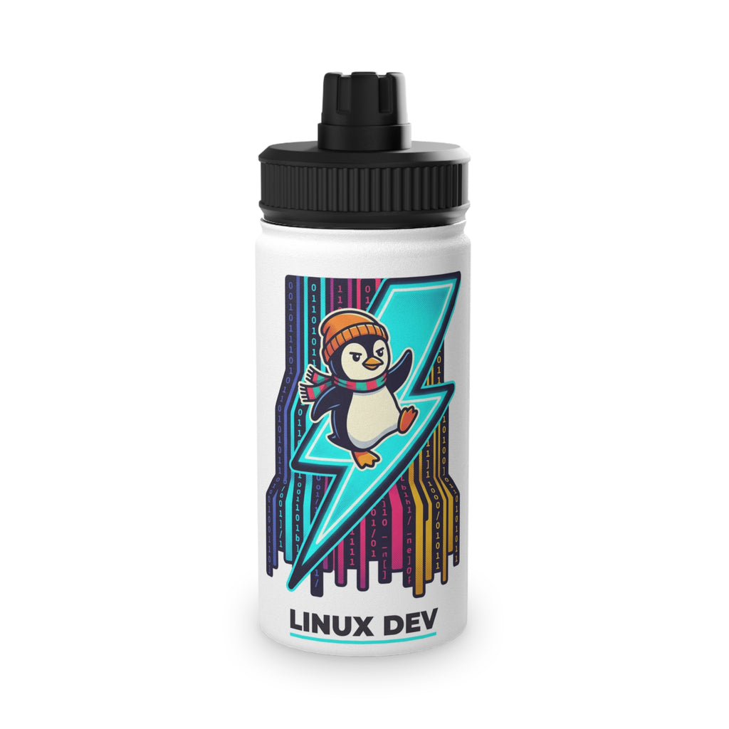 Linux Dev Penguin Lightning Stainless Steel Water Bottle (Sports Lid)