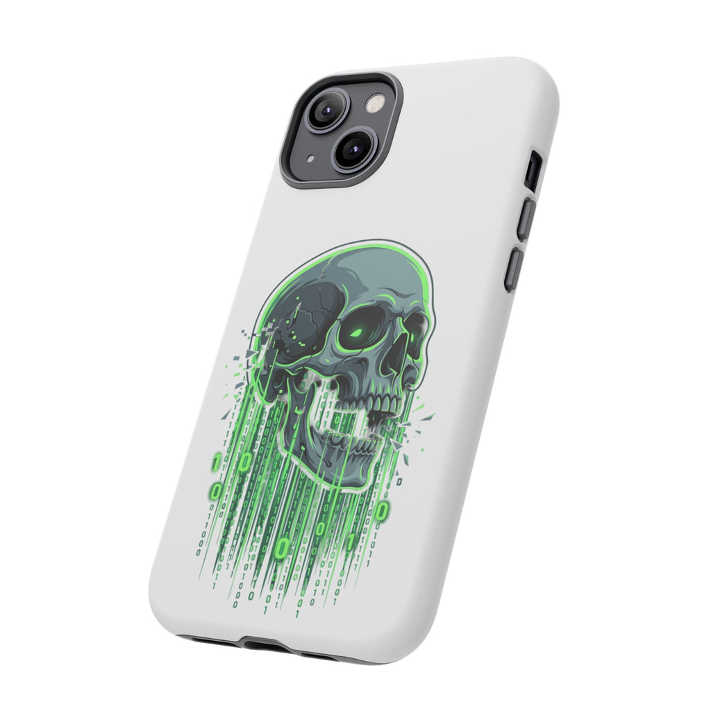 Skull Matrix Phone Case — Neon Green Cyberpunk Protective Case