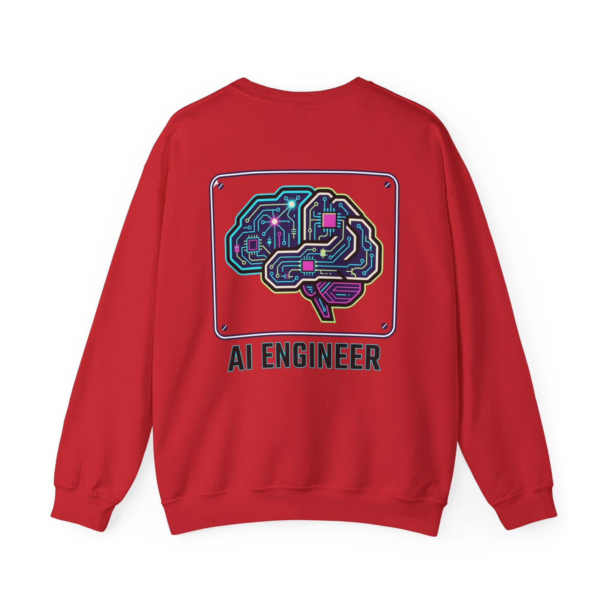 AI Engineer Sweatshirt | Circuit Brain Tech Design, Back Print
