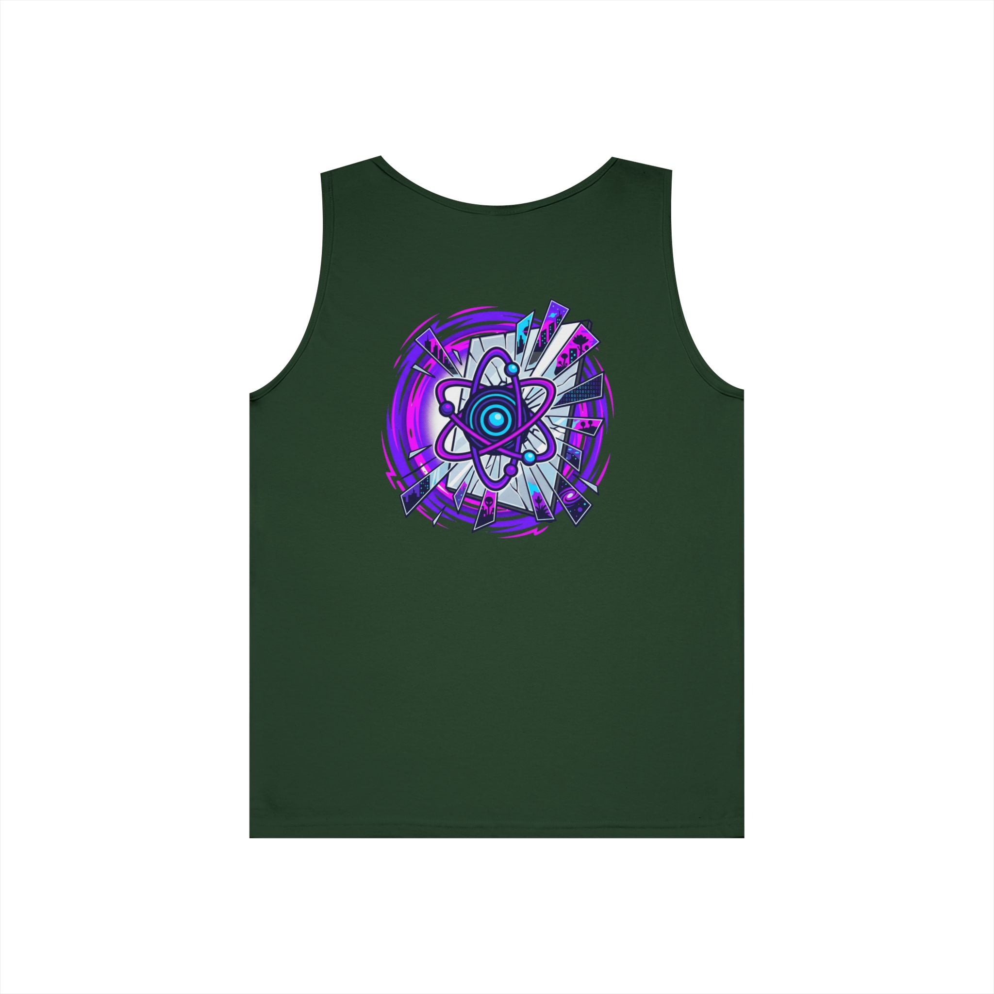 Science Atom Tank Top — Purple Neon Atomic Graphic Sleeveless Tee