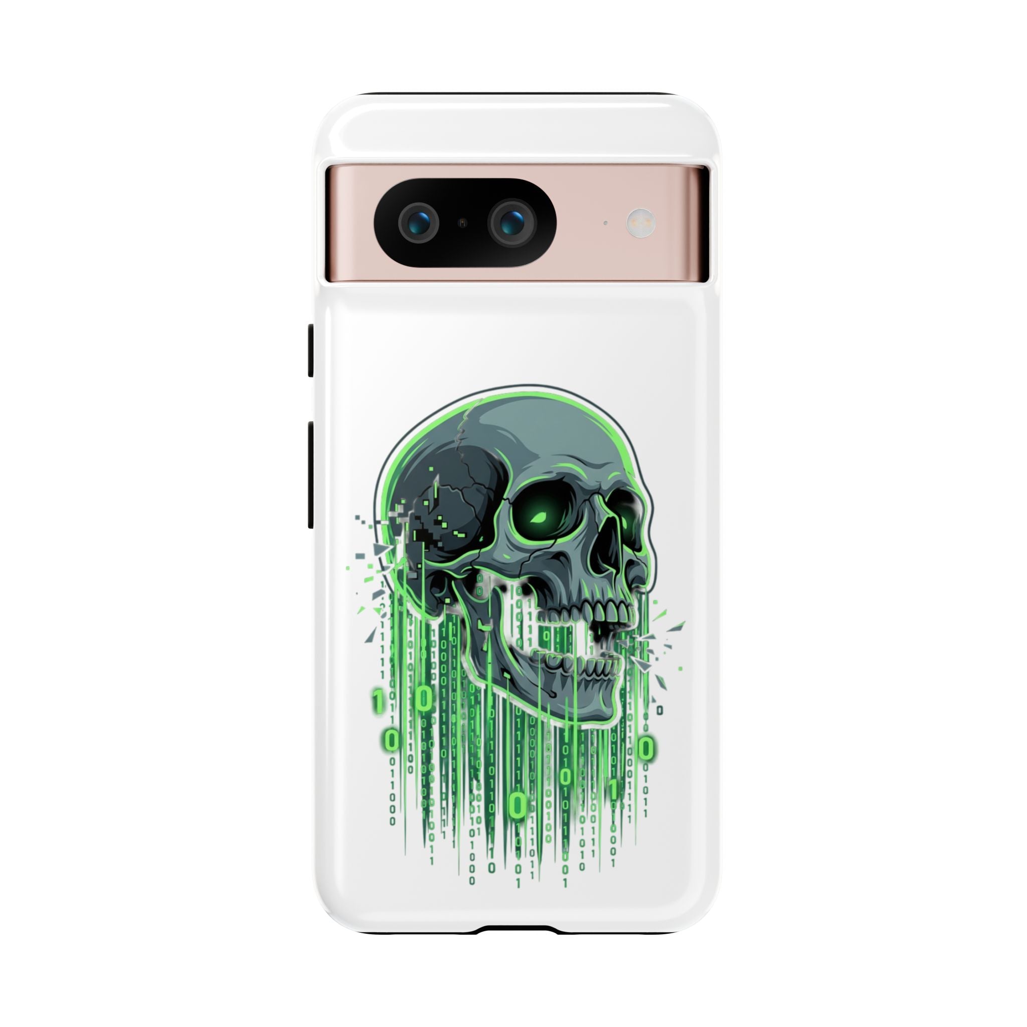 Skull Matrix Phone Case — Neon Green Cyberpunk Protective Case