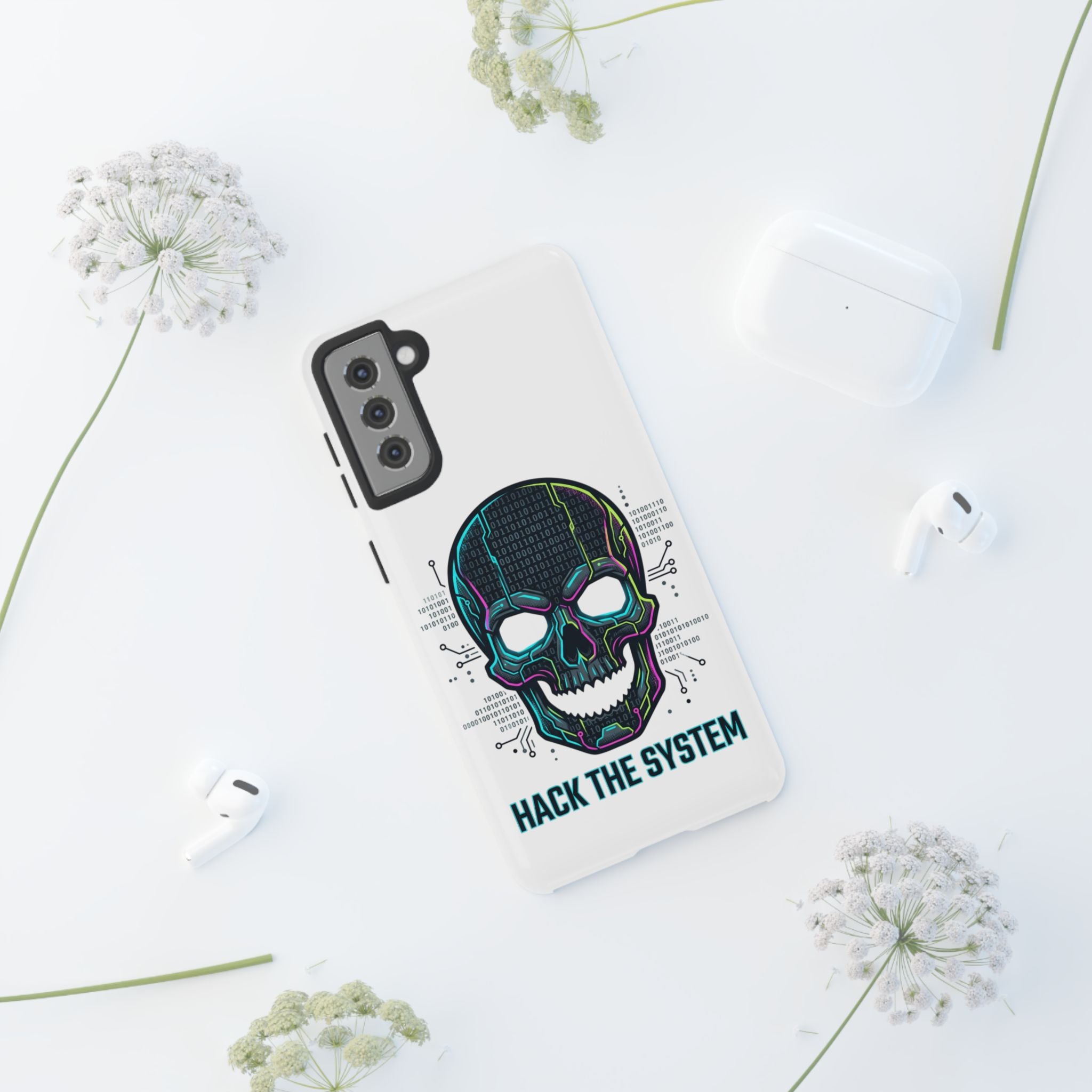 HACK THE SYSTEM Tough Cases — Protective Phone Case with Bold Slogan