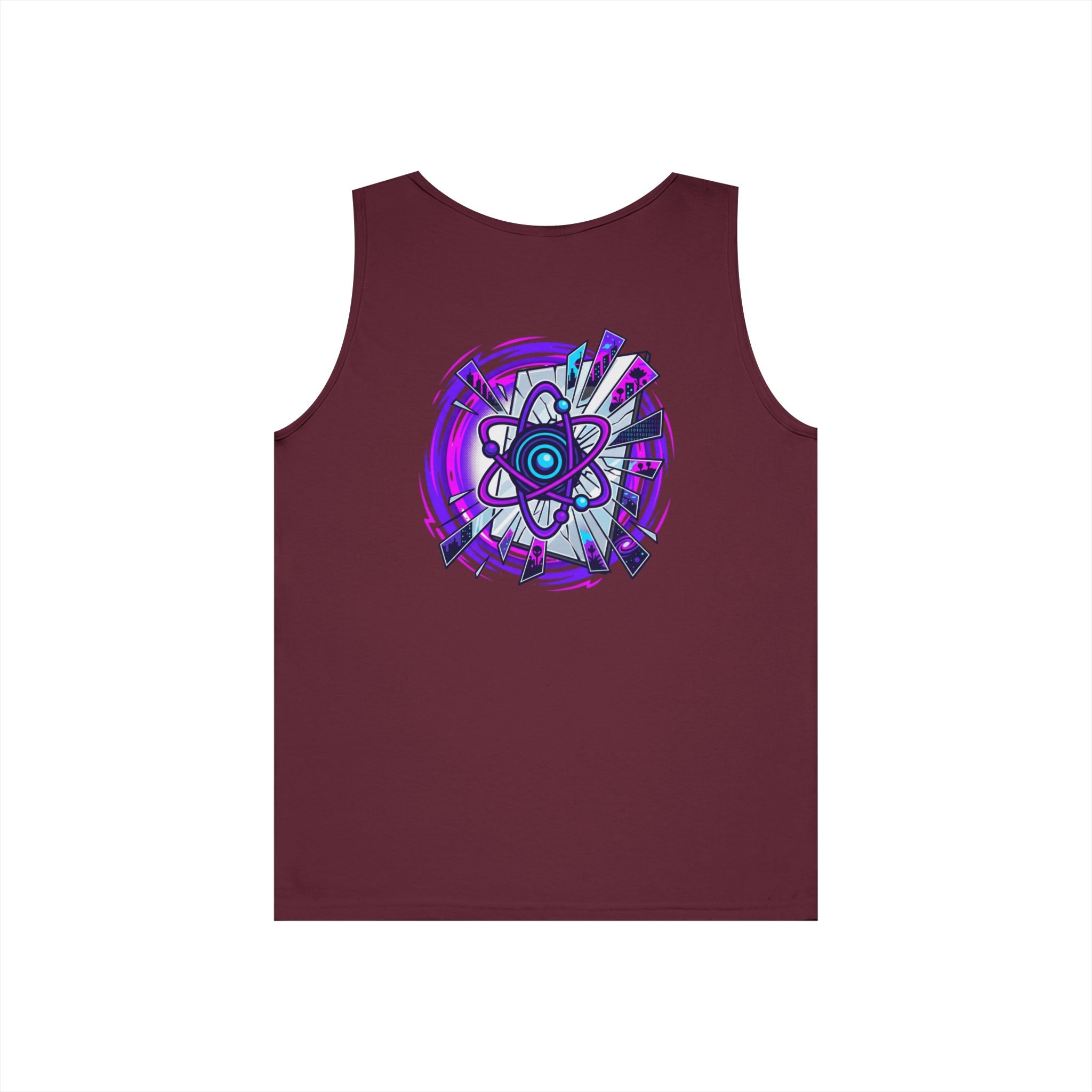 Science Atom Tank Top — Purple Neon Atomic Graphic Sleeveless Tee