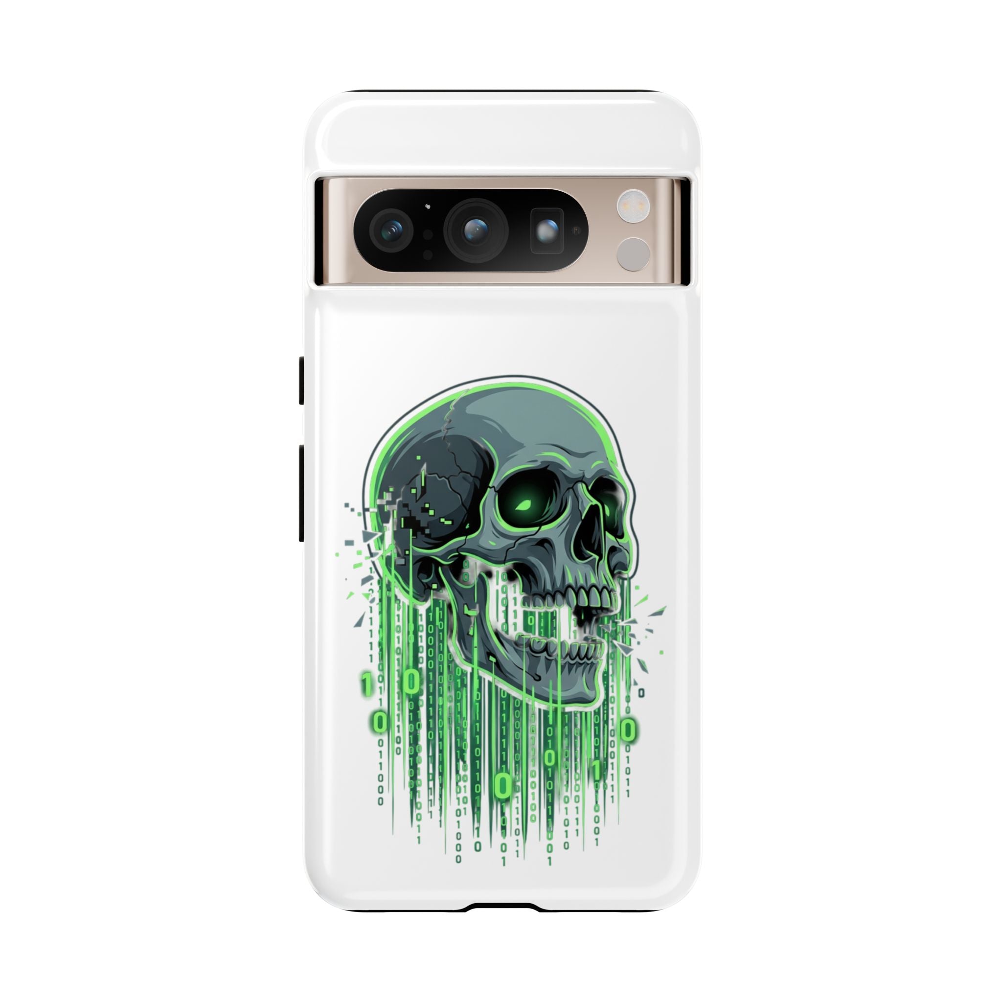 Skull Matrix Phone Case — Neon Green Cyberpunk Protective Case