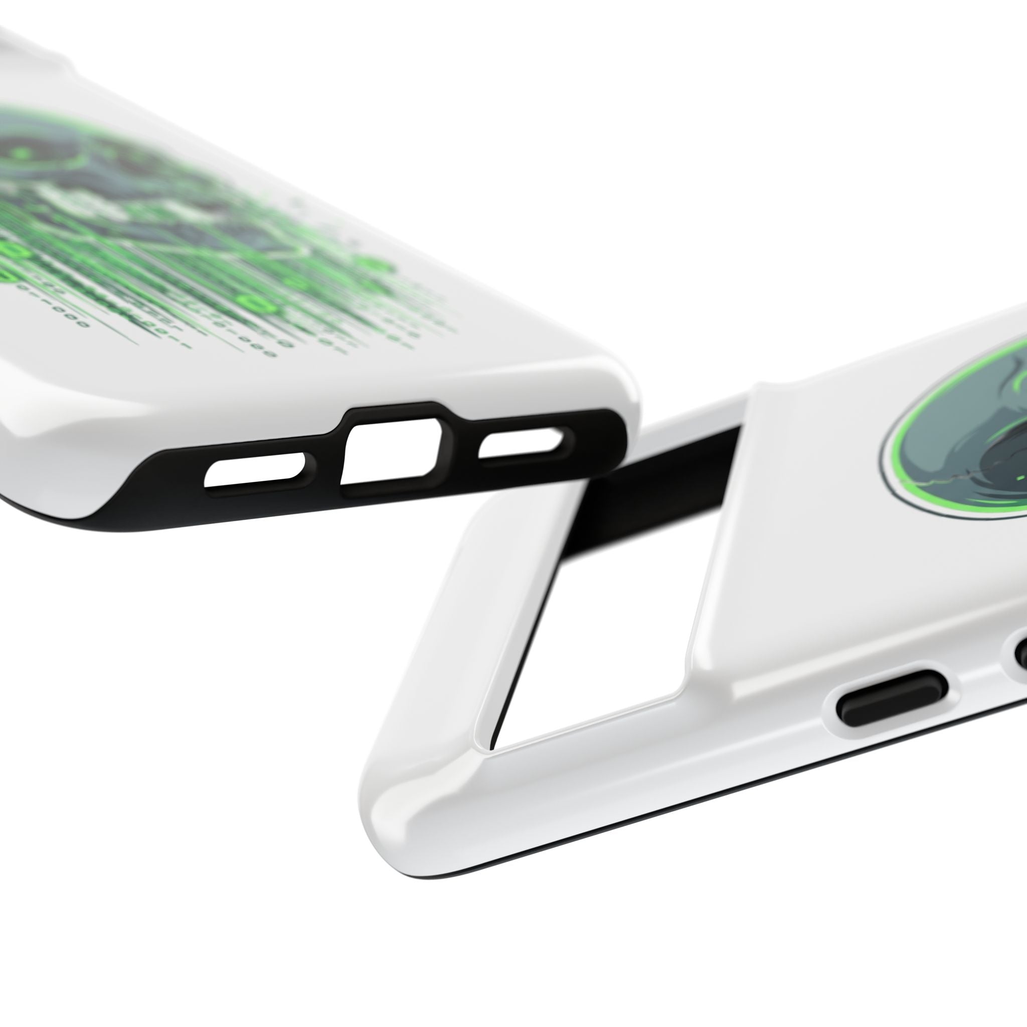 Skull Matrix Phone Case — Neon Green Cyberpunk Protective Case