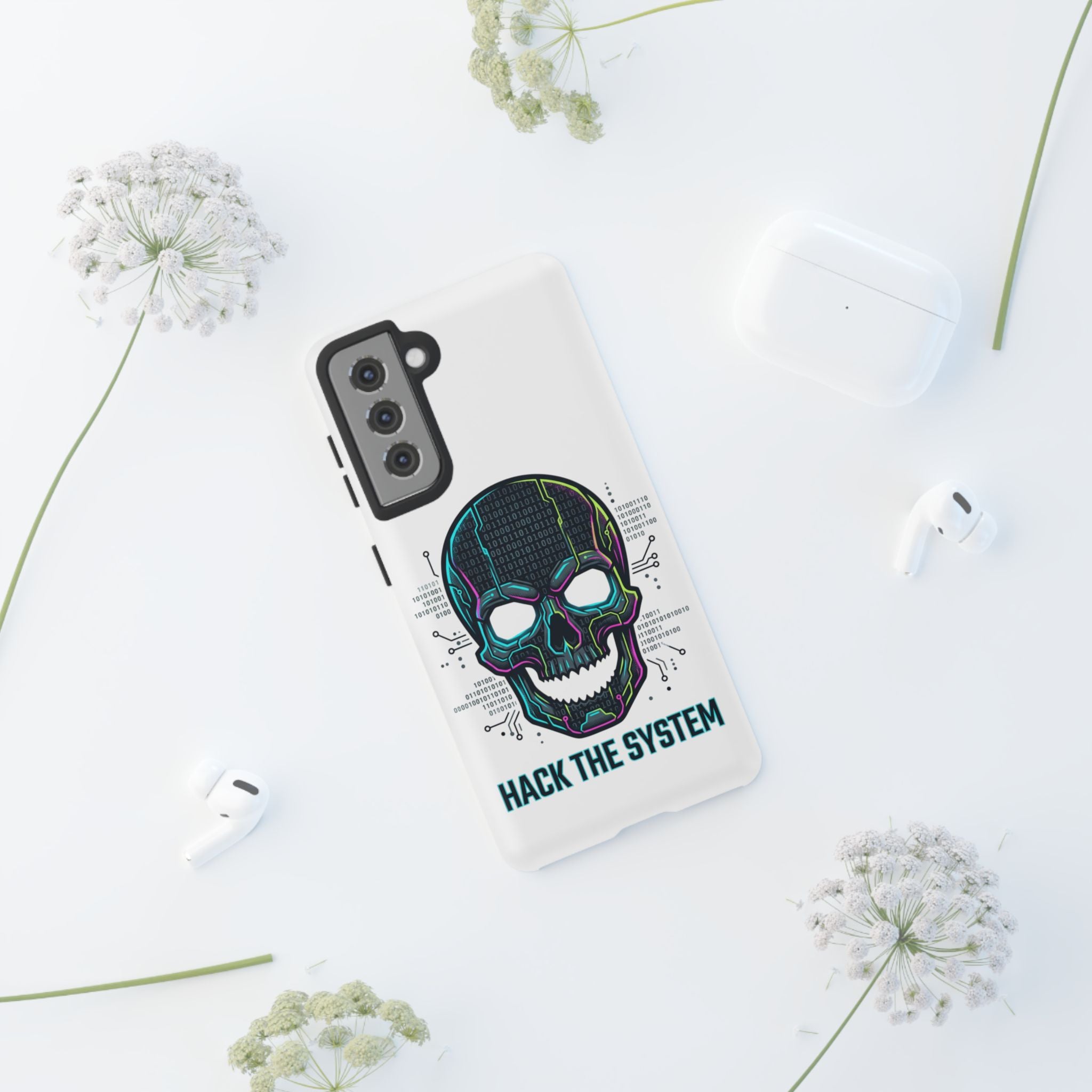 HACK THE SYSTEM Tough Cases — Protective Phone Case with Bold Slogan