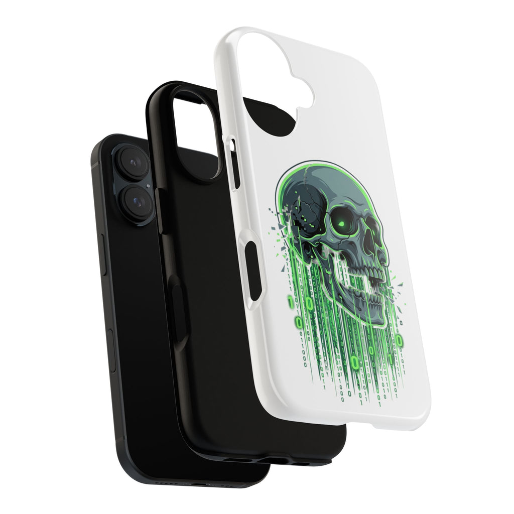 Skull Matrix Phone Case — Neon Green Cyberpunk Protective Case