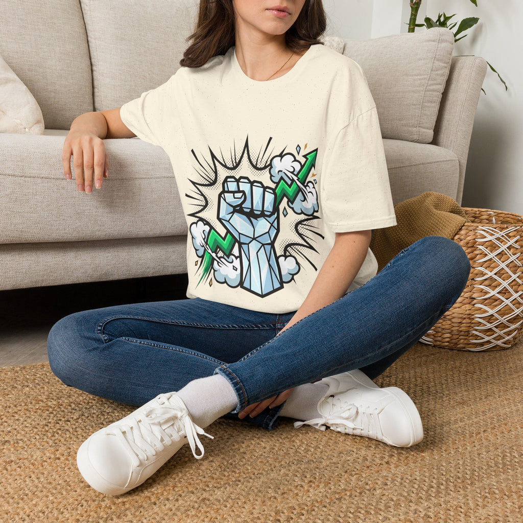 Graphic T‑Shirt — Power Fist with Lightning Bolt (Bold Pop Art)