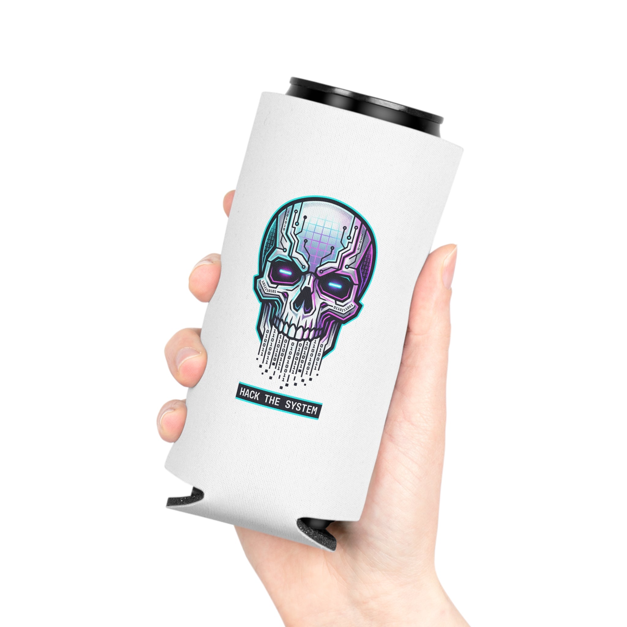 Cyber Skull Can Cooler — Quantum Circuit Beverage Koozie
