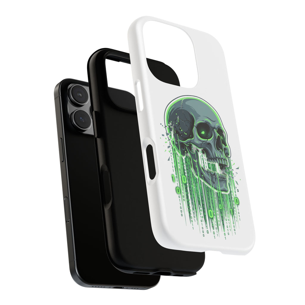 Skull Matrix Phone Case — Neon Green Cyberpunk Protective Case