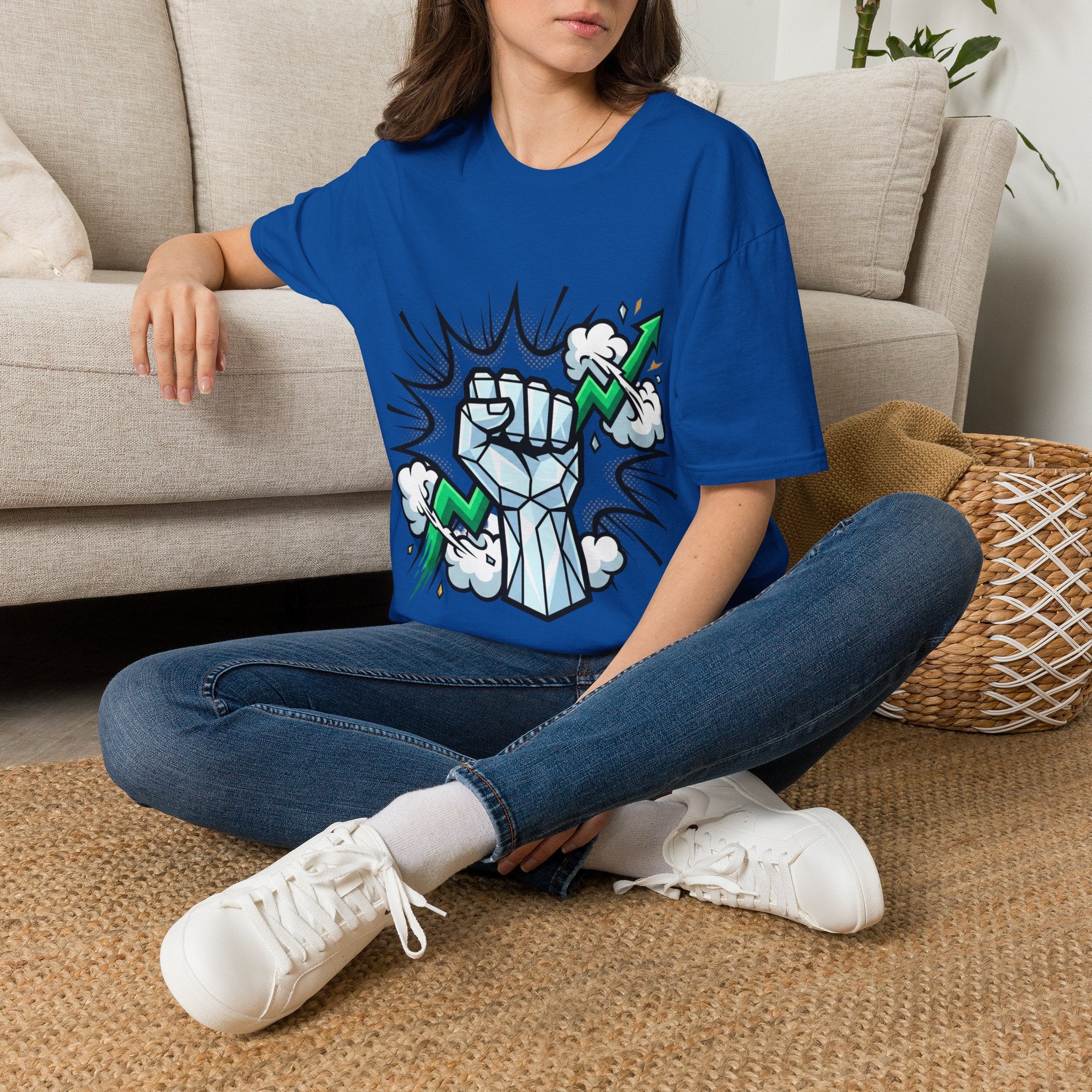 Graphic T‑Shirt — Power Fist with Lightning Bolt (Bold Pop Art)