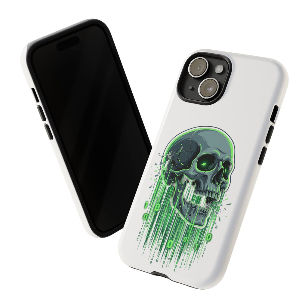 Skull Matrix Phone Case — Neon Green Cyberpunk Protective Case