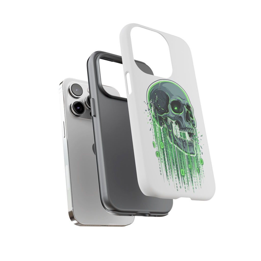 Skull Matrix Phone Case — Neon Green Cyberpunk Protective Case
