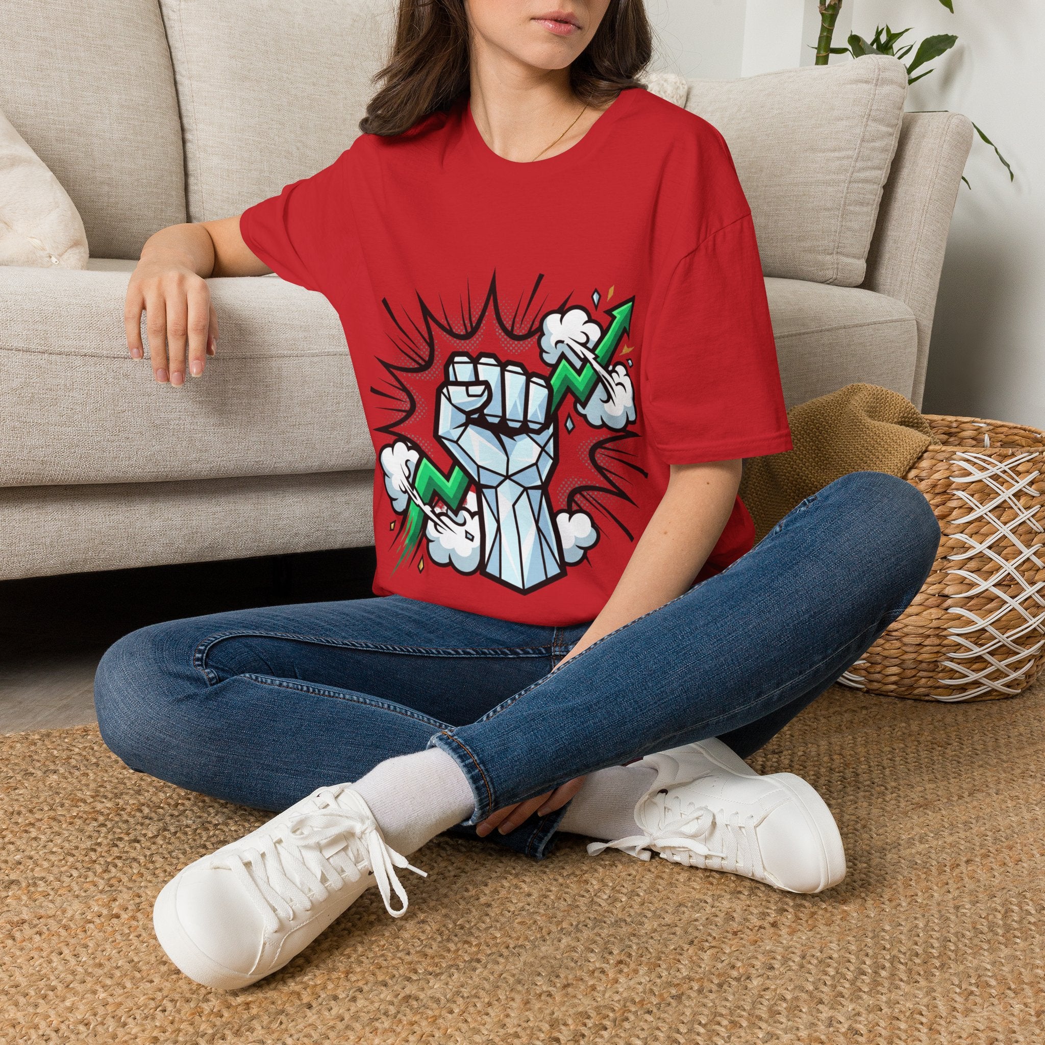 Graphic T‑Shirt — Power Fist with Lightning Bolt (Bold Pop Art)